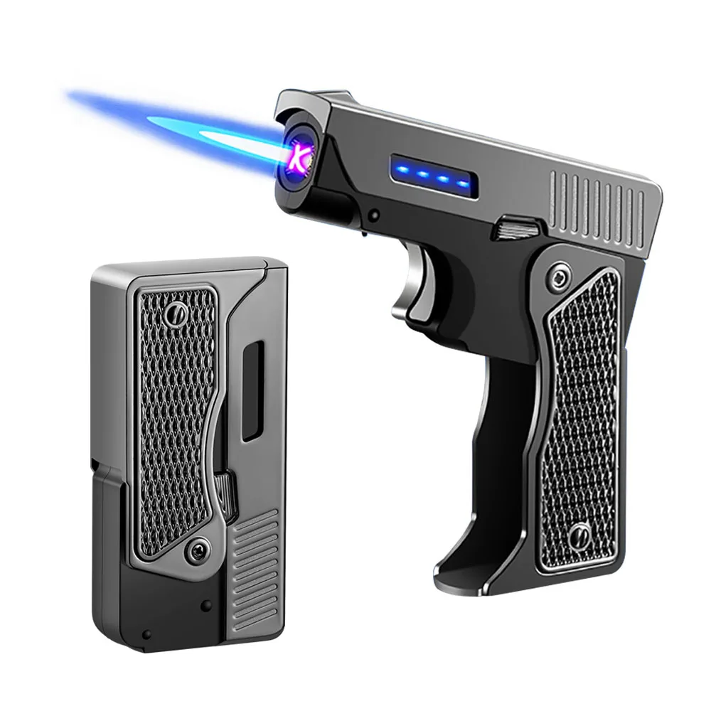 Windproof USB Rechargable Lighter Creative Folding Gun Turbo Butane Torch Jet Flame Cigar Igniter Dual Fires Plasma ARC Lighters
Windproof USB Rechargable Lighter Creative Folding Gun Turbo Butane Torch Jet Flame Cigar Igniter Dual Fires Plasma ARC Lighters