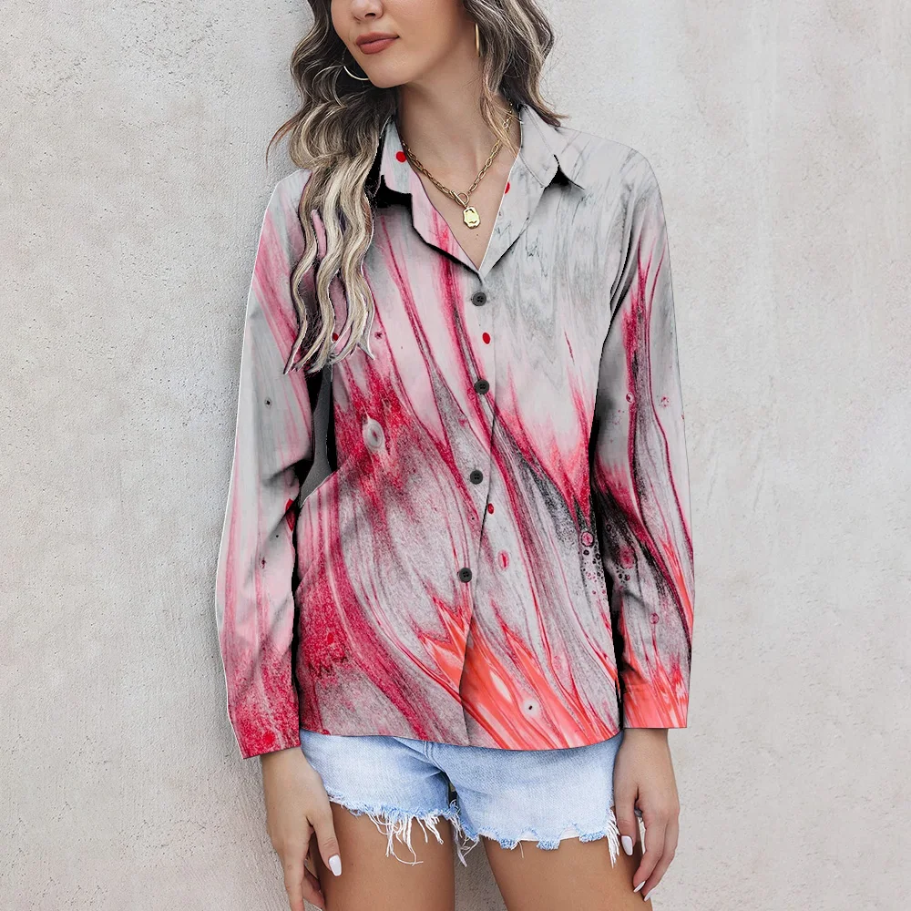 2024 Fashion Women's Shirts & Blouses Red Stripe Marble 3D Tie Dye Printing Button Long Sleeve Shirt Fit Spring & Summer Tops
2024 Fashion Women's Shirts & Blouses Red Stripe Marble 3D Tie Dye Printing Button Long Sleeve Shirt Fit Spring & Summer Tops