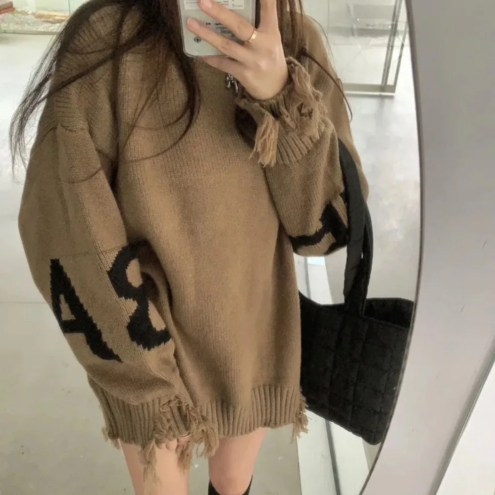 Women Autumn Winter Print Letter Full Sleeve Tops Sweaters Round Neck Knitted Pullovers Loose Casual Regular Jumpers 2023
Women Autumn Winter Print Letter Full Sleeve Tops Sweaters Round Neck Knitted Pullovers Loose Casual Regular Jumpers 2023