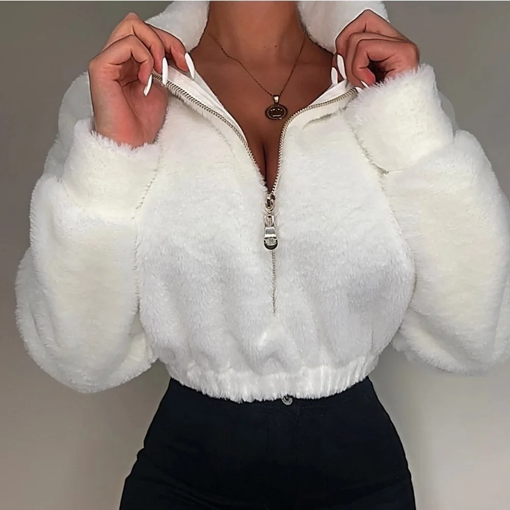 Fashion Women Casual Loose Winter Crop Tops Solid Color Fully Stand-Neck Long Sleeve Zip-Up Pullover Sweatshirt for Girls White
Fashion Women Casual Loose Winter Crop Tops Solid Color Fully Stand-Neck Long Sleeve Zip-Up Pullover Sweatshirt for Girls White