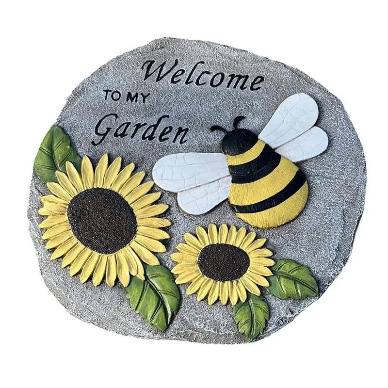 

Welcome To My Garden Stone Sunflower Stepping Stone Bee Decorative Stone Creative Lovely Resin Yard Stone For Garden Exquisite