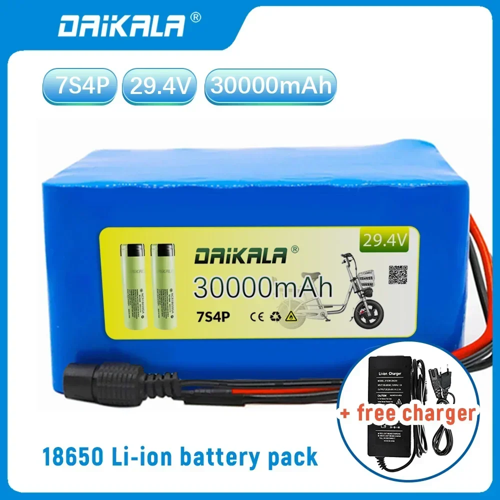 DAIKALA 7S4P 29.4V 30000mAh 18650 Lithium Ion Rechargeable Battery Pack for Electric Bicycle Motor/Scooter Battery Free Charger
DAIKALA 7S4P 29.4V 30000mAh 18650 Lithium Ion Rechargeable Battery Pack for Electric Bicycle Motor/Scooter Battery Free Charger