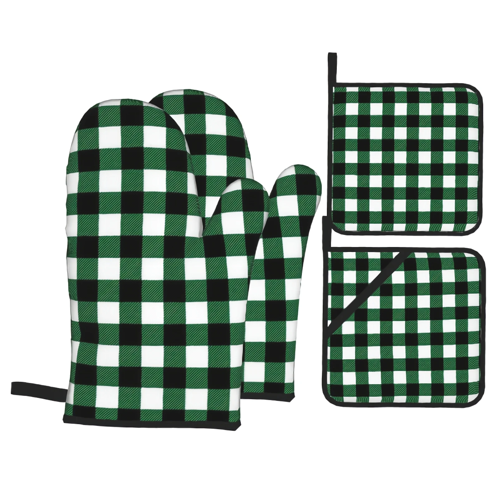 Oven Mitts and Pot Holders Set Green Plaid Kitchen Mittens with Potholders Surface for Baking Cooking BBQ
Oven Mitts and Pot Holders Set Green Plaid Kitchen Mittens with Potholders Surface for Baking Cooking BBQ
