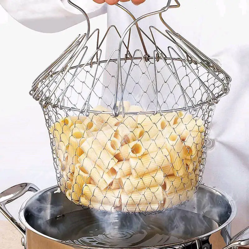 Deep Fry Basket Stainless Steel Multi-function Foldable Chef Cooking Basket Flexible Kitchen Tool for Fried Food Washing Fruits
Deep Fry Basket Stainless Steel Multi-function Foldable Chef Cooking Basket Flexible Kitchen Tool for Fried Food Washing Fruits