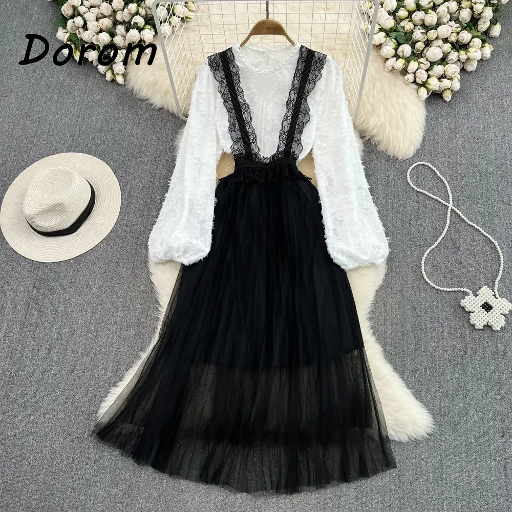 Vintage Goth Black White 2 Piece Dress Set Women Elegant Long Puff Sleeve Top+High Waist Tulle Dress Preppy Style A-line Vestido
Vintage Goth Black White 2 Piece Dress Set Women Elegant Long Puff Sleeve Top+High Waist Tulle Dress Preppy Style A-line Vestido
