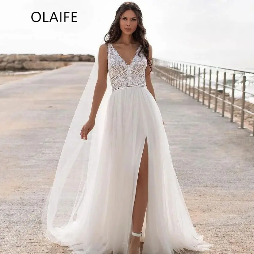 OLAIFE Boho Wedding Dresses Bridal Gowns for Wedding Sexy V Neck Robe De Marié Wedding Gown vestidos de novia with Slit 2024
OLAIFE Boho Wedding Dresses Bridal Gowns for Wedding Sexy V Neck Robe De Marié Wedding Gown vestidos de novia with Slit 2024