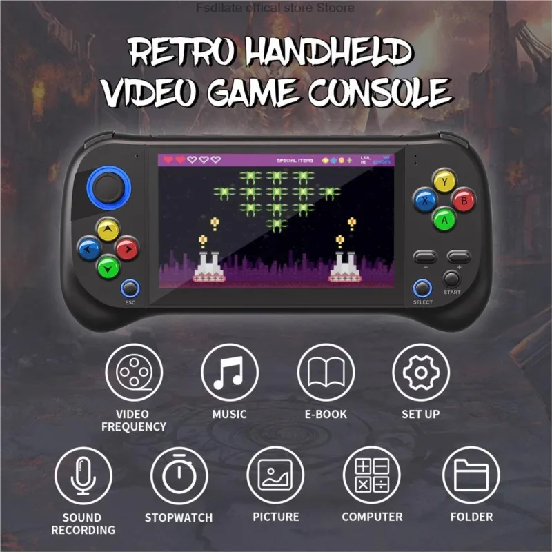 5.0 inch large size HD display handheld game console 7 simulators games with music e-book with 6000+ games party Birthday gift
5.0 inch large size HD display handheld game console 7 simulators games with music e-book with 6000+ games party Birthday gift