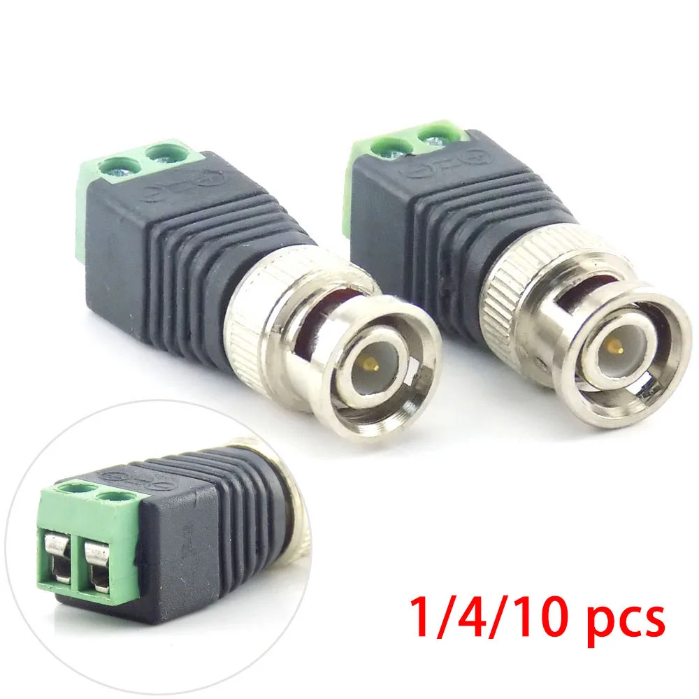 

1/4/10pcs DC BNC Male Connector Surveillance Plug Accessories Video Balun System Security Adapter Coax CAT5 for CCTV Camera w1