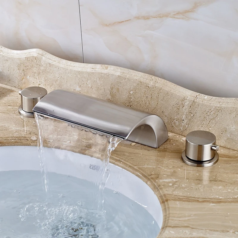 Wall Mounted LED Basin Faucet with Waterfall Spout 3 Hole Sink Tap ORB Bathroom Sink Faucets Set Soild Brass Tub Faucet
Wall Mounted LED Basin Faucet with Waterfall Spout 3 Hole Sink Tap ORB Bathroom Sink Faucets Set Soild Brass Tub Faucet