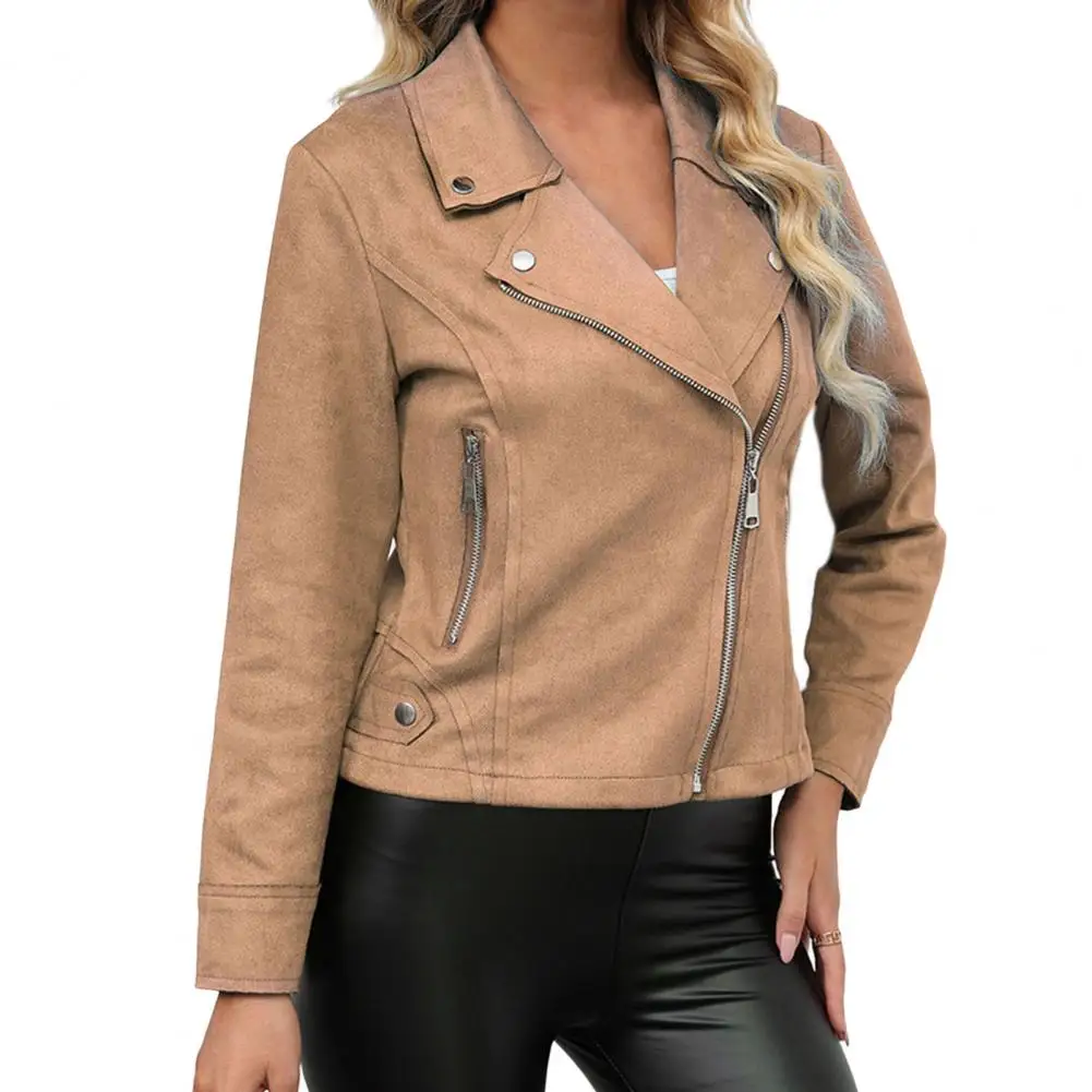 Women Coat Jacket Short Pockets Smooth Surface Cool Turn-down Collar Cardigan Zipper Decor Autumn Streetwear
Women Coat Jacket Short Pockets Smooth Surface Cool Turn-down Collar Cardigan Zipper Decor Autumn Streetwear