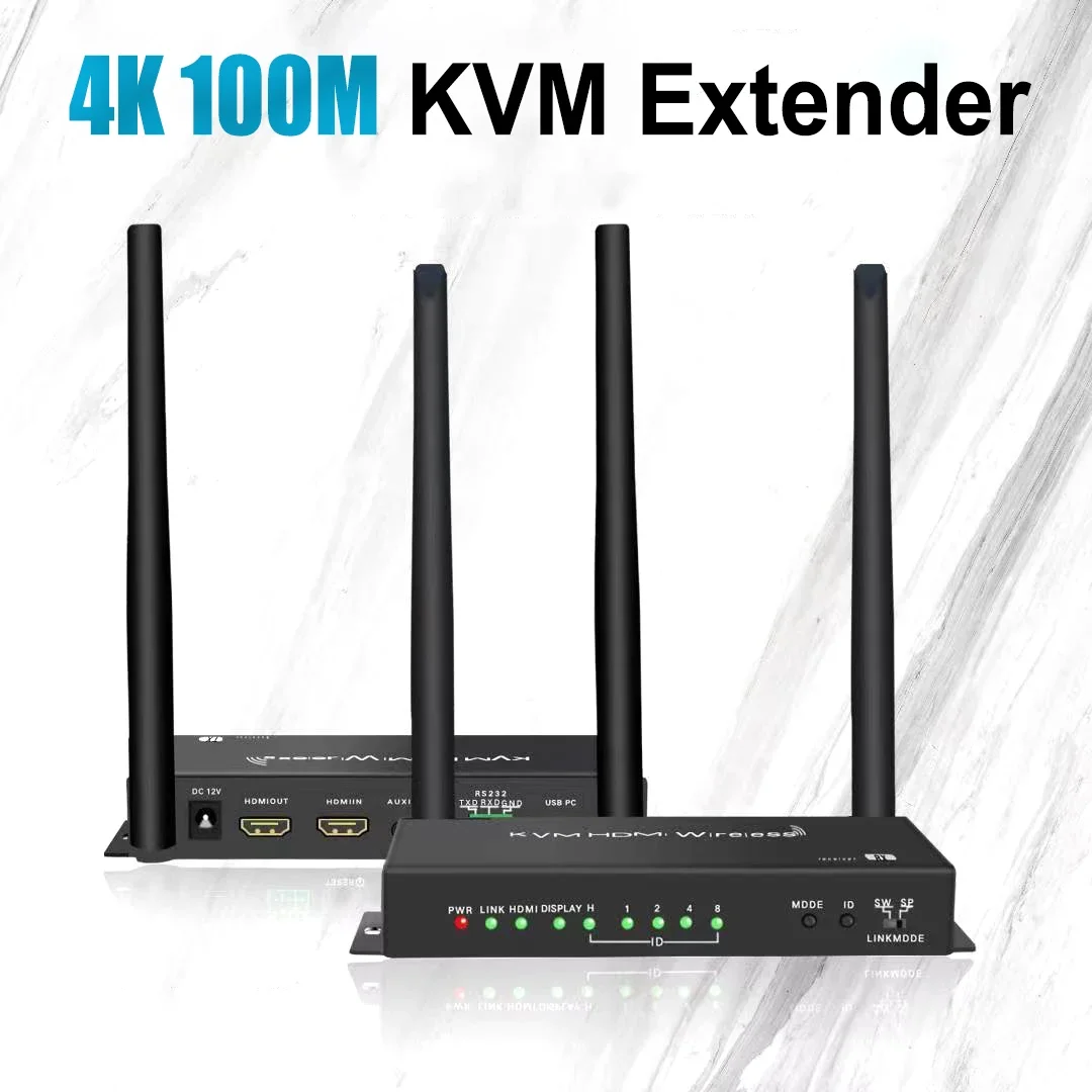 HD 4K Wireless Transmission System HDMI KVM Extender Video Transmitter and Receiver 100m Share for Camera PC To TV Monitor 1080p
HD 4K Wireless Transmission System HDMI KVM Extender Video Transmitter and Receiver 100m Share for Camera PC To TV Monitor 1080p