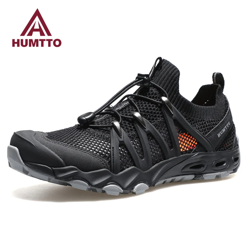 

HUMTTO Summer Shoes for Men 2022 Breathable Black Beach Sneakers Mens Fashion Casual Sports Flats Luxury Designer Man Trainers