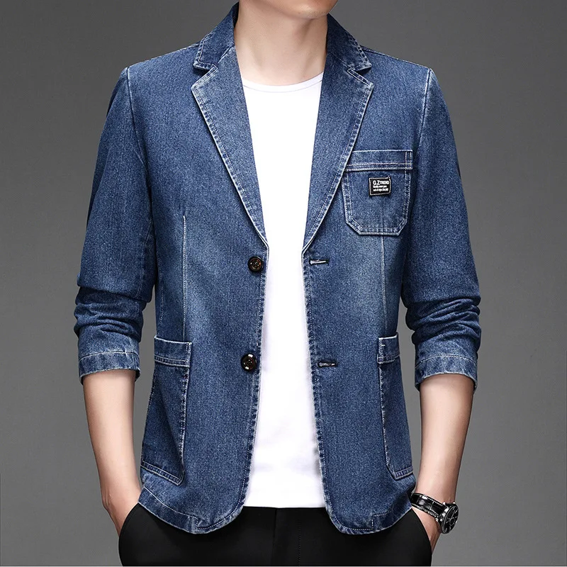 2023 Spring Autumn New Men's Denim Suit Simple Two Button One Piece Top Coat Men Blazer Slim Fit Blazers Clothing
2023 Spring Autumn New Men's Denim Suit Simple Two Button One Piece Top Coat Men Blazer Slim Fit Blazers Clothing