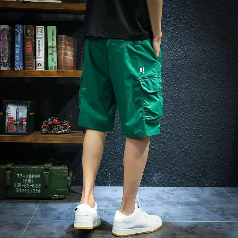 

Шорты-бермуды мужские зеленые выше колена, удобные Дизайнерские повседневные штаны-карго с завязками, летняя Бесплатная доставка
