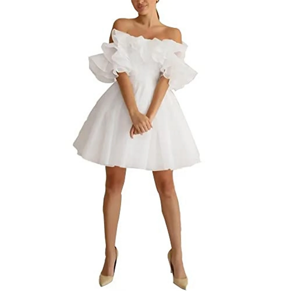POMUSE Strapless Boho Backless Wedding Dresses Off the Shoulder Mini Short Wedding Gowns Custom Made Vestido De Novia for Women
POMUSE Strapless Boho Backless Wedding Dresses Off the Shoulder Mini Short Wedding Gowns Custom Made Vestido De Novia for Women