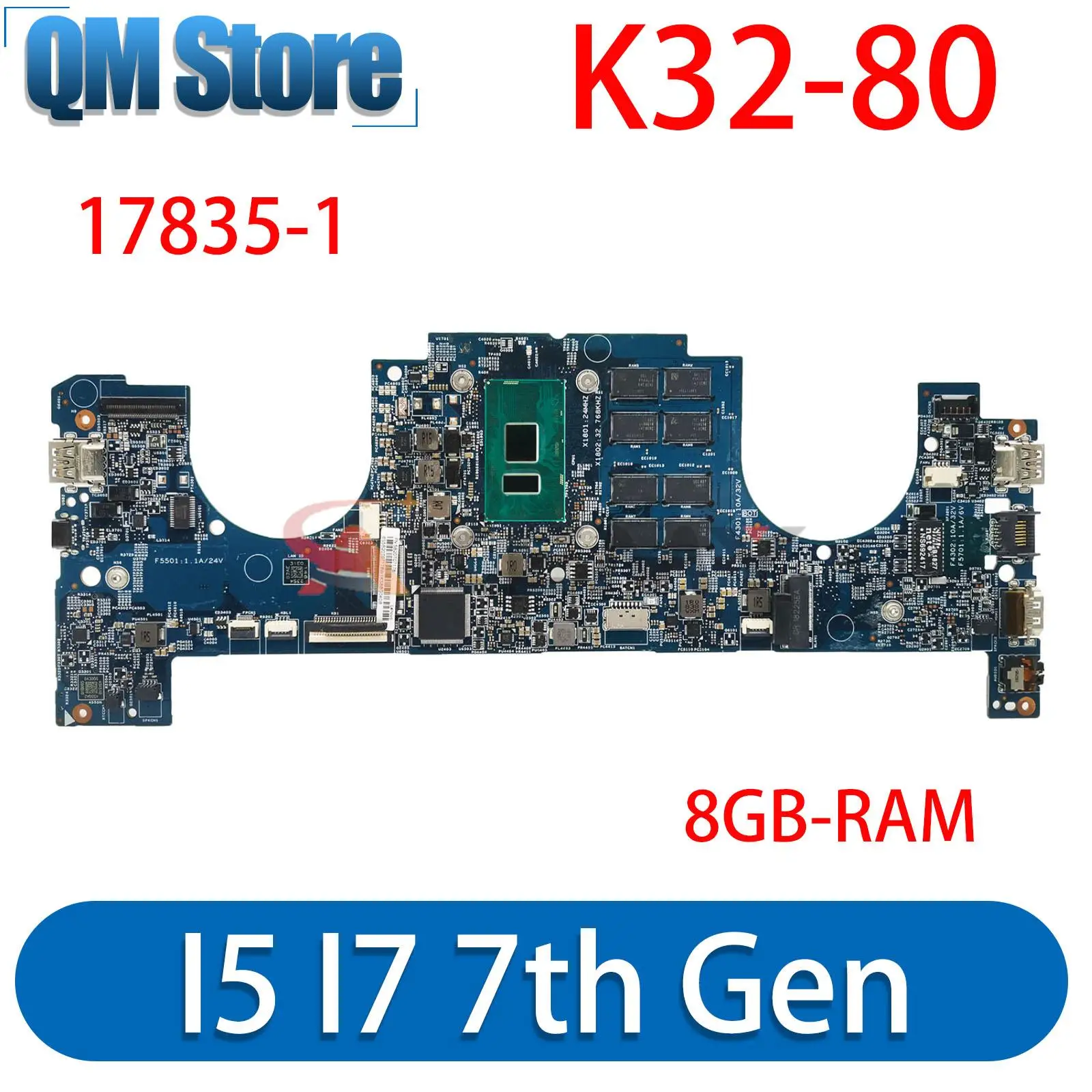 LK32 MB 17835-1 448.0A207.0011 For Lenovo K32-80 K32-80b V730-13IKB Laptop motherboard With CPU I5 I7 7th RAM 8G 100% test work
LK32 MB 17835-1 448.0A207.0011 For Lenovo K32-80 K32-80b V730-13IKB Laptop motherboard With CPU I5 I7 7th RAM 8G 100% test work