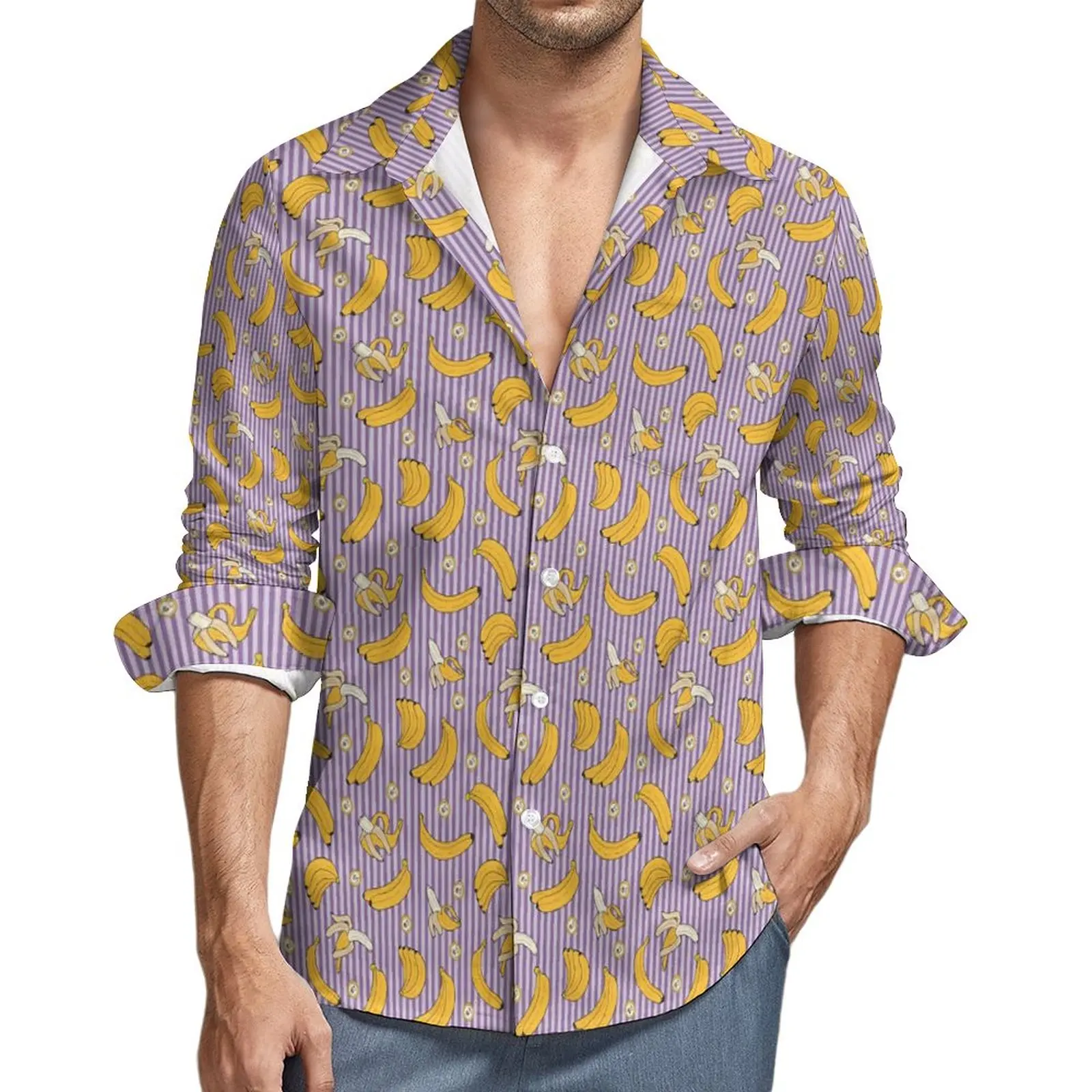Banana Stripe Aesthetic Casual Shirt Men Fruit Print Shirt Autumn Retro Blouses Long Sleeve Design Oversized Clothes
Banana Stripe Aesthetic Casual Shirt Men Fruit Print Shirt Autumn Retro Blouses Long Sleeve Design Oversized Clothes