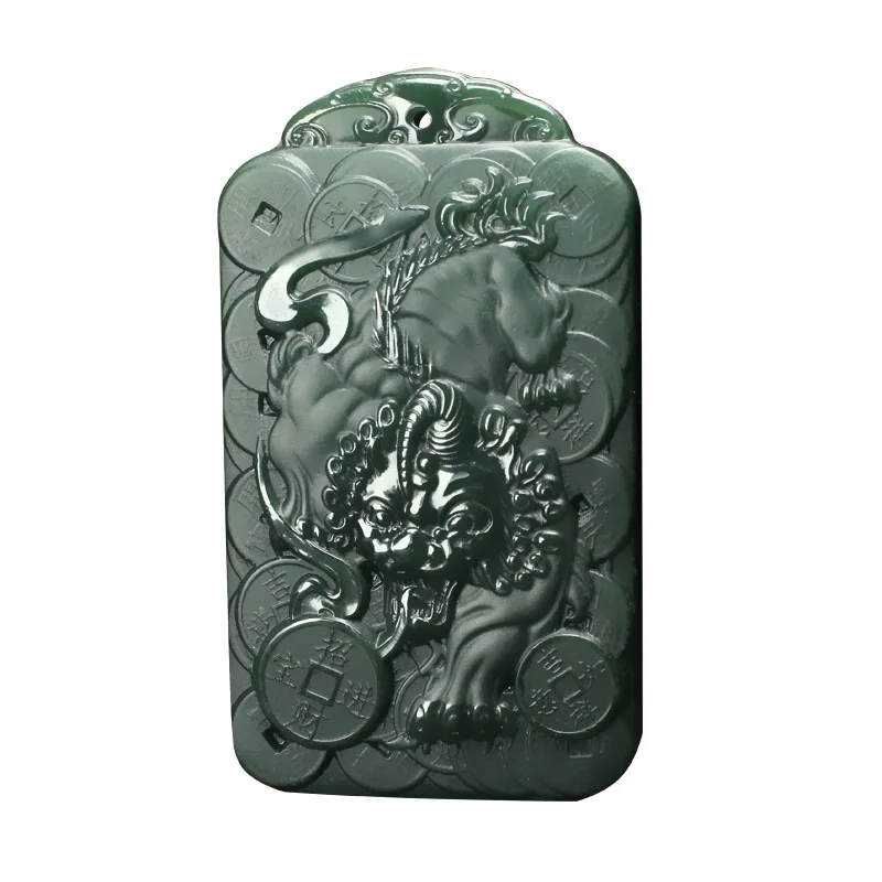 

Hot Selling Natural Hand-carve Hetian jade Cyan pixiu Hetian jade brand Necklace Pendant Fashion Jewelry Men Women Luck Gifts1