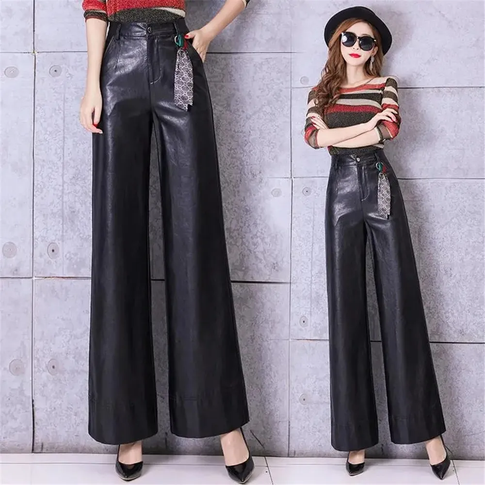 TrendWoman ClothingLeather Women 2024 Autumn And Winter New High Waist Slim Long Wide Leg Loose Leather Pants Stra
TrendWoman ClothingLeather Women 2024 Autumn And Winter New High Waist Slim Long Wide Leg Loose Leather Pants Stra
