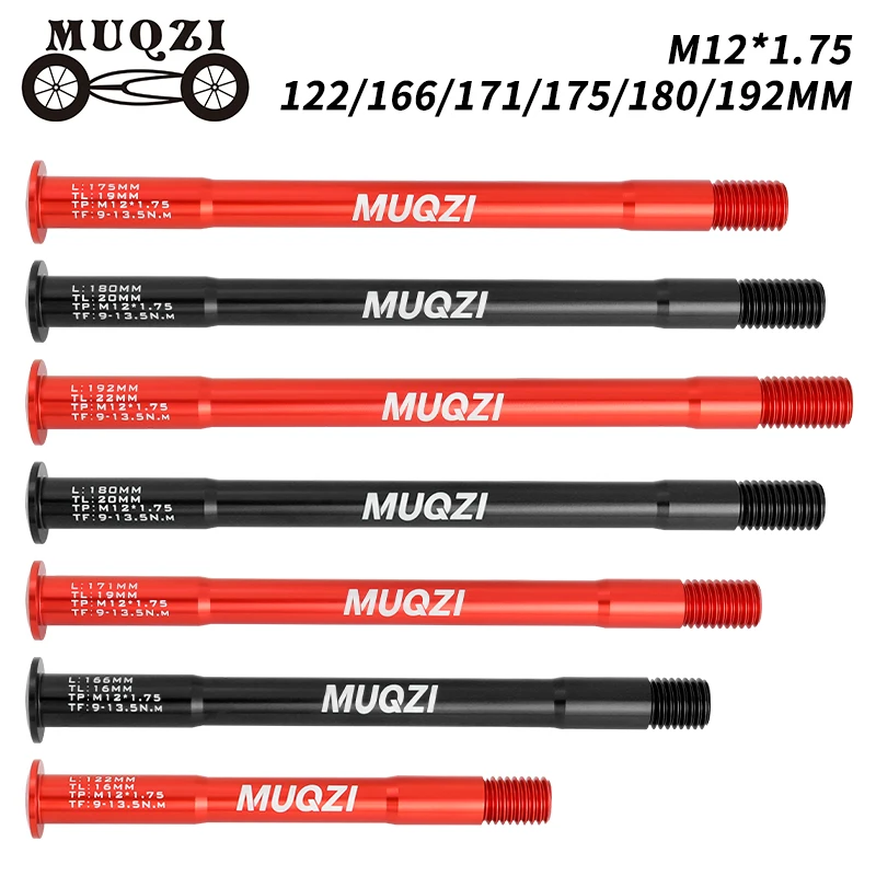 

MUQZI MTB Thru Axle 12x100 12x142 12x148 Bike Front Rear Hub Skewers 122 166 171 175 180 192mm Fork Shaft M12 P1.75 Wheel Axle
