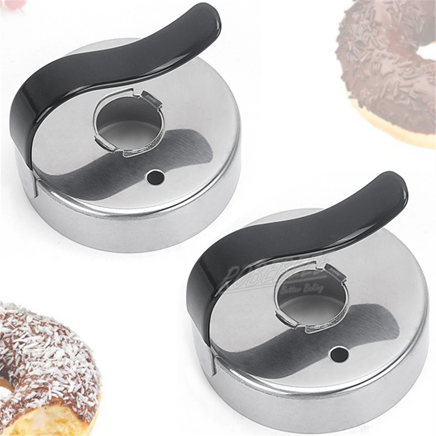 Круглая ручная пресс-форма для пончиков, 2 шт., диаметр 7,5 см, резак для теста из нержавеющей стали, резак для печенья, пончиков, сделай сам, кухонные инструменты