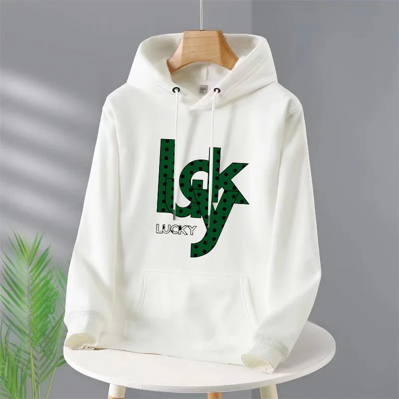 

Lucky Print Plus Size For Men/Women Casual Y2k Hoodies Autumn Winter Long Sleeve Sweater Pullovers Clothing Fleece Loose Hoody