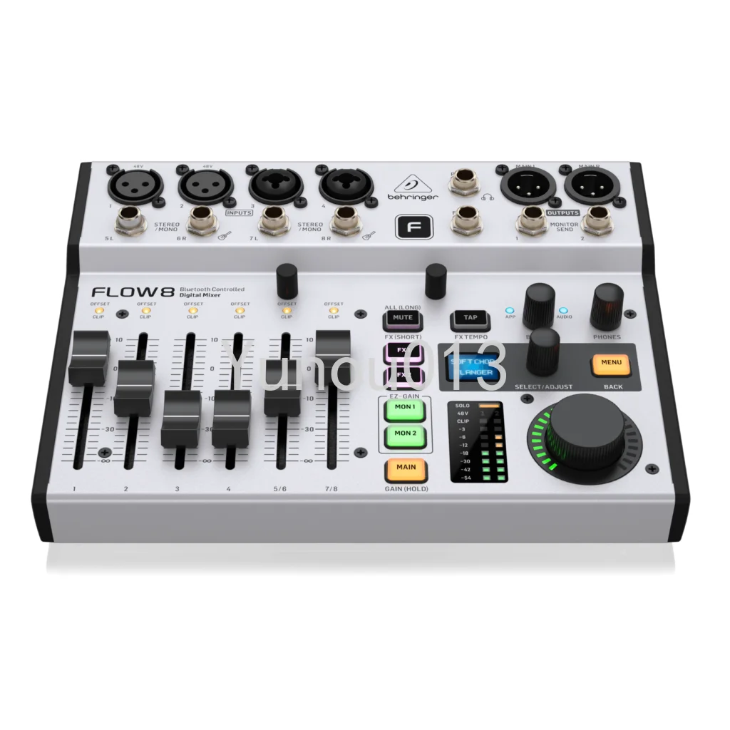 

FLOW8 FLOW 8 8-Input Digital Mixer with Bluetooth Audio and App Control 2 FX Processors and USB/Audio Interface BEHRINGER