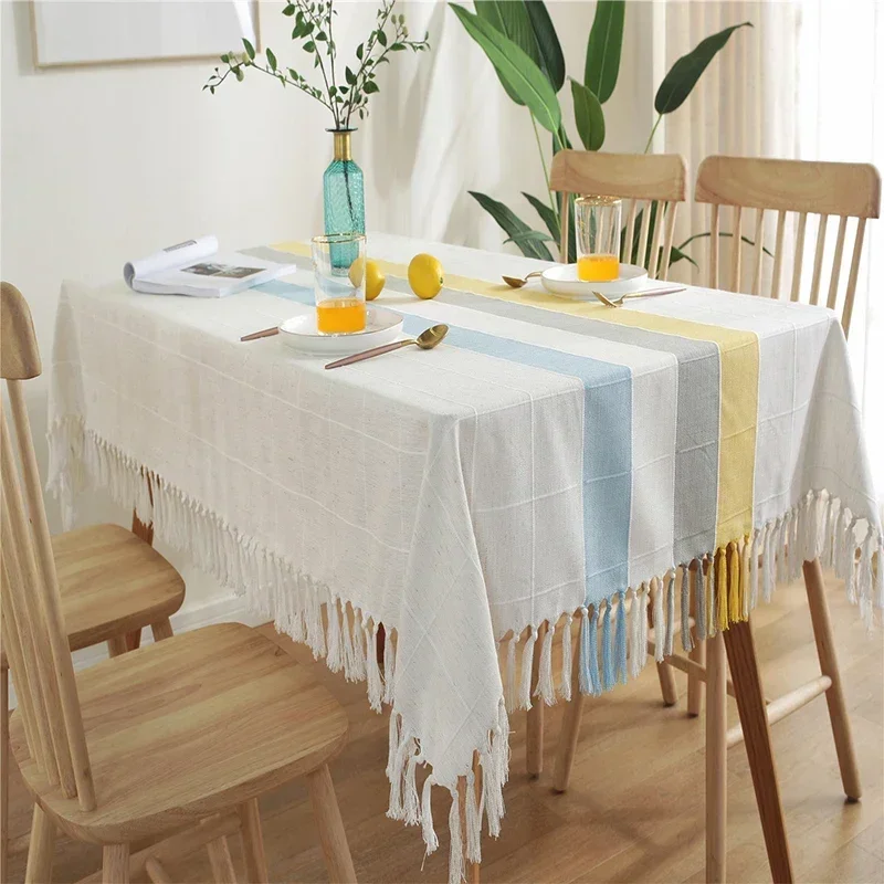 

Stitching Color Plaid Tablecloth Cotton And Linen Rectangular Coffee Table Cloth Wedding Home Party Banquet Table Cover Towel