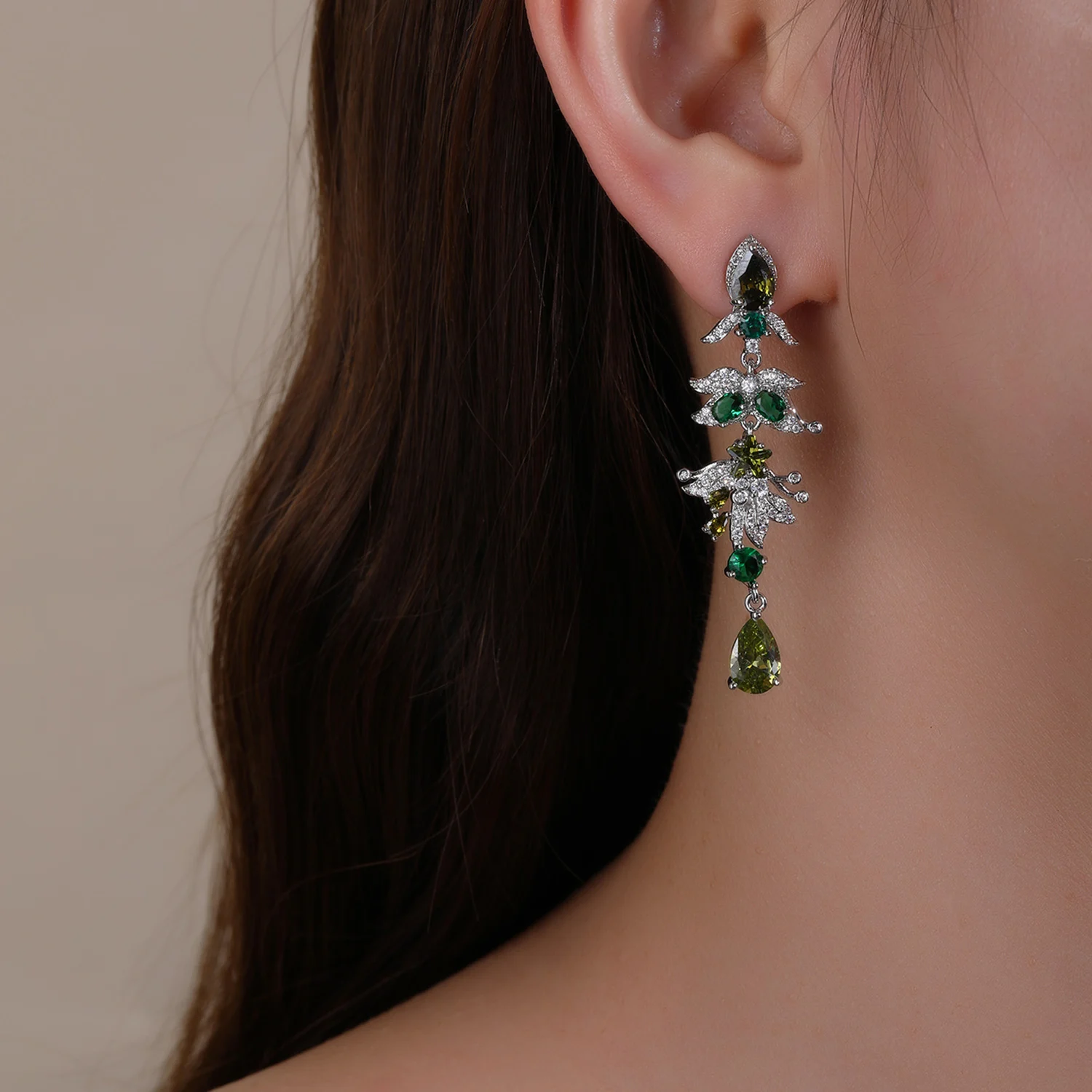 High Quality Cubic Zirconia Star Leaf Shape Dangle Drop Women Long Earrings for Wedding Party Wear CE12095 11 S5fc739621a2e4b62a882b6f239b4e4e1r