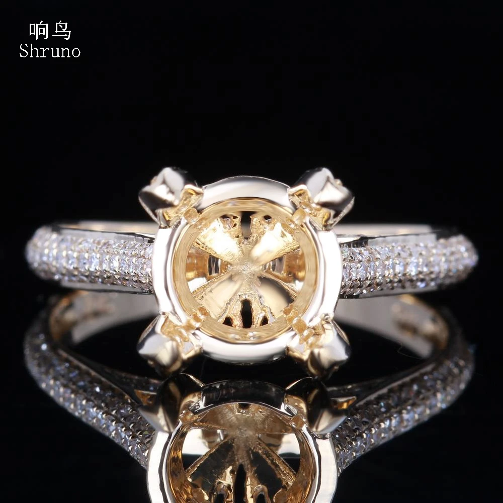 

Shruno 8-9mm Round Solid 14k 10K Yellow Gold 0.4ct Natural Diamonds Semi Mount Engagement Ring Women Wedding Fine Jewelry Gift