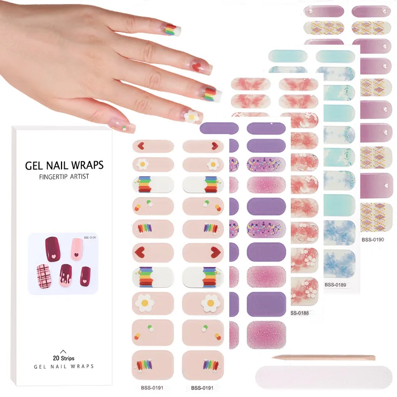 20 Strips Semi Cured Gel Nail Stickers Set for UV Lamp Full Cover Sweet Summer Manicure DIY Women Fashion Nail Art Decoration
20 Strips Semi Cured Gel Nail Stickers Set for UV Lamp Full Cover Sweet Summer Manicure DIY Women Fashion Nail Art Decoration