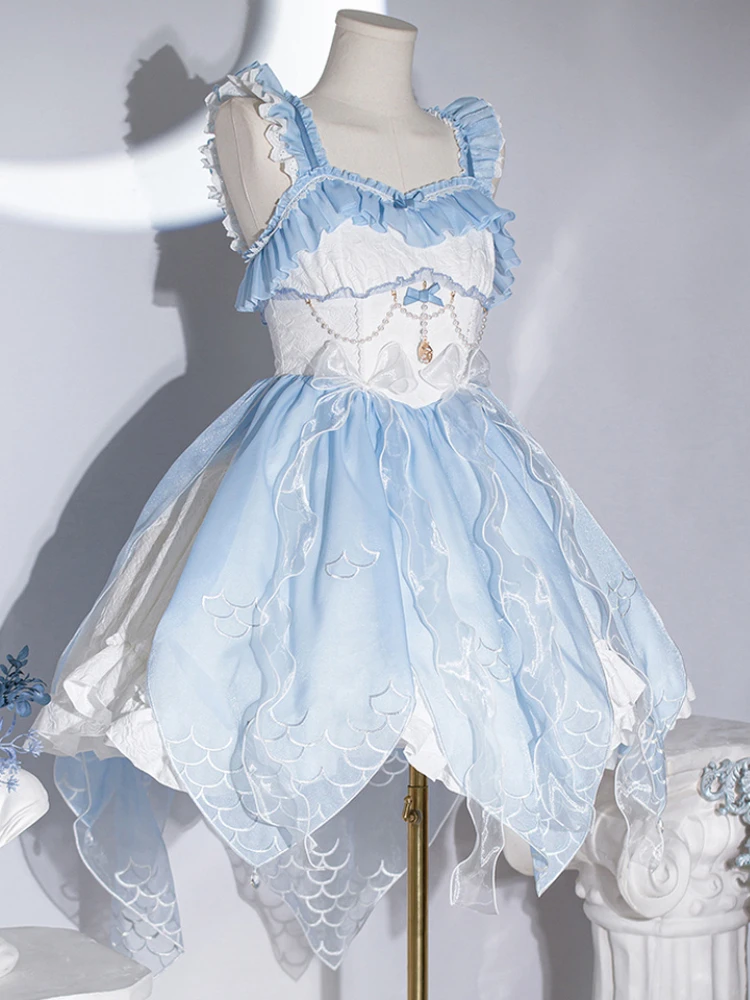 Japanese Sweet Lolita Jsk Dress Women Elegant Pearl Chain Petal Hem Scale Embroidery Lace Mesh Princess Dresses Girls Vestidos
Japanese Sweet Lolita Jsk Dress Women Elegant Pearl Chain Petal Hem Scale Embroidery Lace Mesh Princess Dresses Girls Vestidos
