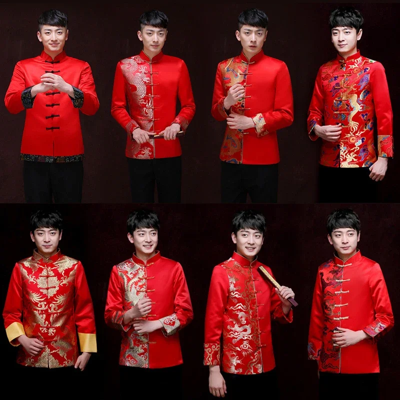 Tang Suit Red Traditional Chinese Clothing Men Hanfu Embroidery Top Dragon Print Vintage Satin Kungfu New Year Party Etiquette
Tang Suit Red Traditional Chinese Clothing Men Hanfu Embroidery Top Dragon Print Vintage Satin Kungfu New Year Party Etiquette