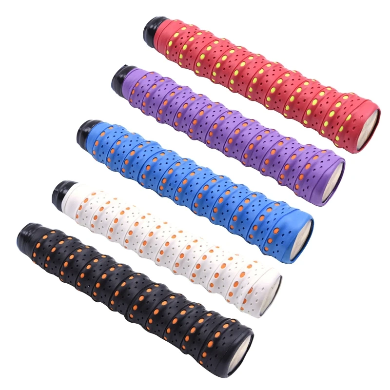 

New Racket Grip Anti Slip Perforated Super Absorbent Tennis Overgrip Badminton Pickleball Handle Grip Winding Strap Dropship