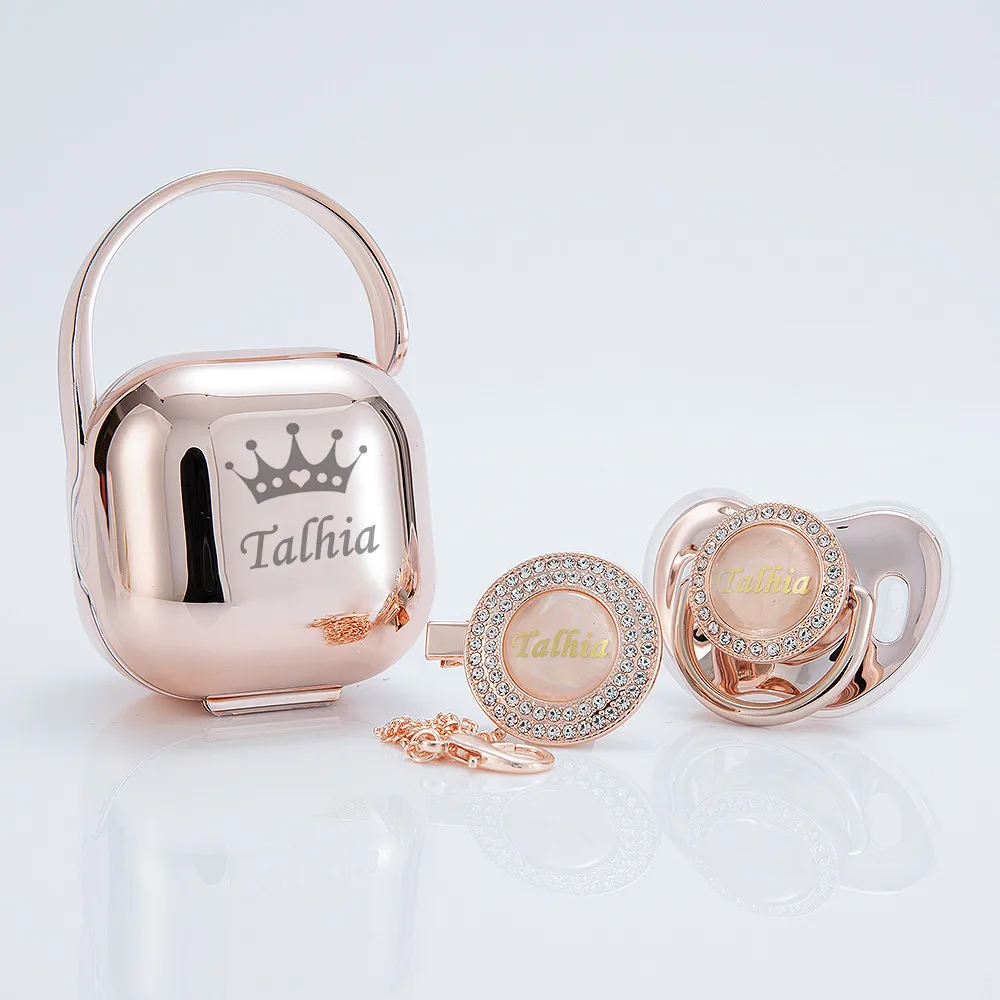 MIYOCAR personalized any name rose gold bling pacifier and clip pacifier box set BPA free dummy Luxury
MIYOCAR personalized any name rose gold bling pacifier and clip pacifier box set BPA free dummy Luxury