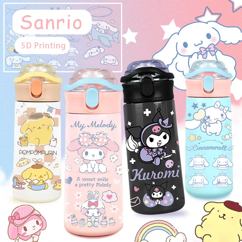 

Kawaii Cute Sanrio Kuromi Mymelody Cinnamoroll Pochacco Pom Pom Purin Thermos Cup High-Capacity Girl Christmas Gift For Children