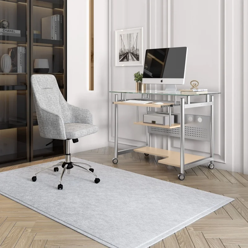 Techni Mobili Rolling Computer Desk with Keyboard Panel, CPU Shelf, and Wheels, Glass and Silver
Techni Mobili Rolling Computer Desk with Keyboard Panel, CPU Shelf, and Wheels, Glass and Silver