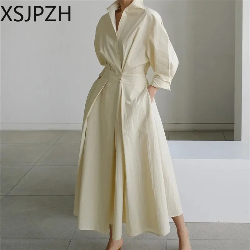 2023 Spring New Womens Dress Designs Dress minimalism Dresses Women Lady Elegant POLO Collar Shirt Sleeves Elastic Waist Dress
2023 Spring New Womens Dress Designs Dress minimalism Dresses Women Lady Elegant POLO Collar Shirt Sleeves Elastic Waist Dress