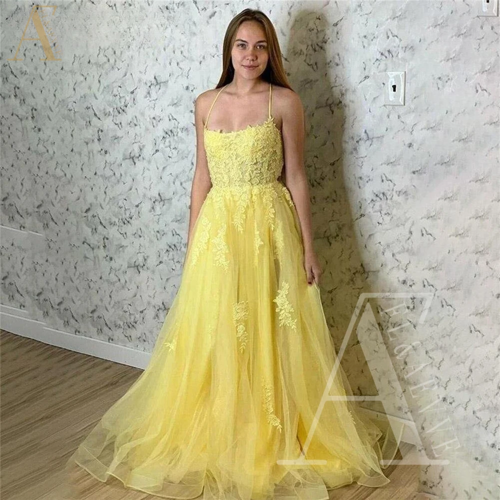 Yellow Tulle Prom Dresses Backless Evening Party Dress Formal Gown for Women 2024 Appliques Women's Dress Robe Ball Gowns
Yellow Tulle Prom Dresses Backless Evening Party Dress Formal Gown for Women 2024 Appliques Women's Dress Robe Ball Gowns