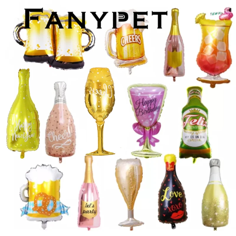 

1pc Champagne cheers Cup Bottle Foil Balloons for Happy new year 2023 Wedding Birthday Party Decorations Anniversary Baby Shower