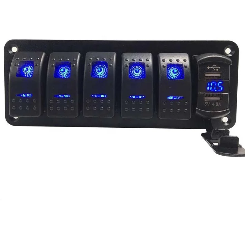 8 Gang Rocker Switch Panel 12/24V Dual USB Slot Socket Digital Voltmeter Voltage Display for Marine Car Rv Vehicles Truck Yacht
8 Gang Rocker Switch Panel 12/24V Dual USB Slot Socket Digital Voltmeter Voltage Display for Marine Car Rv Vehicles Truck Yacht