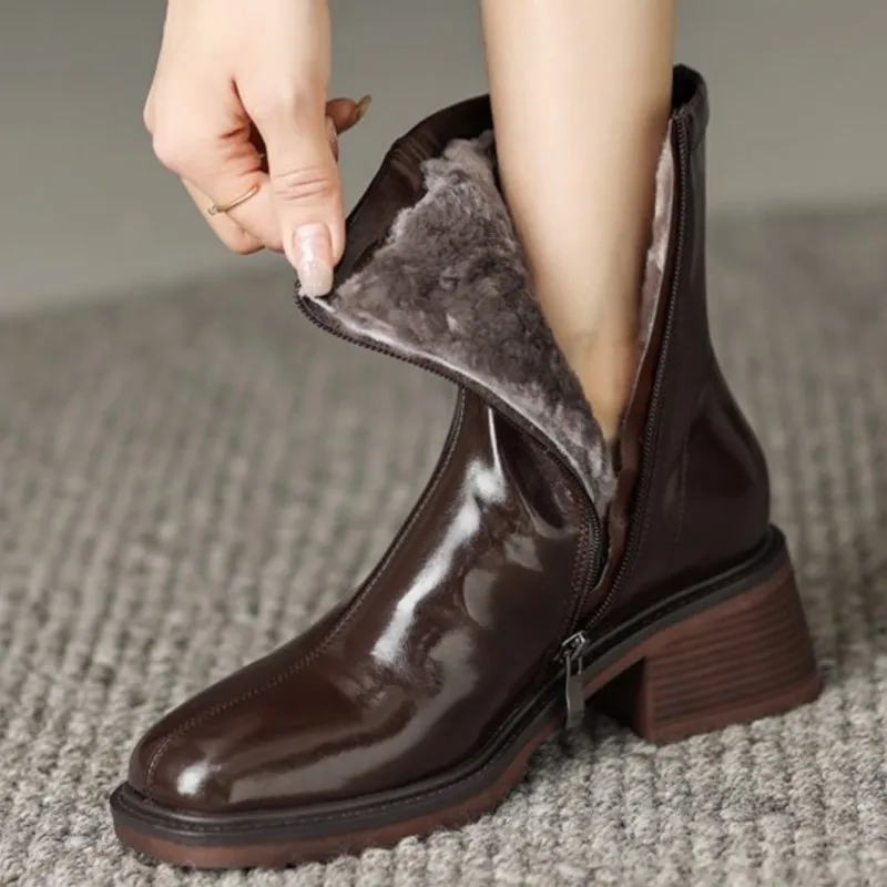 Size 34-42 Ankle Boots For Women Square Heel Zip Genuine Leather Boots Retro Warm Winter Wool Snow Boots Ladies Shoes
Size 34-42 Ankle Boots For Women Square Heel Zip Genuine Leather Boots Retro Warm Winter Wool Snow Boots Ladies Shoes