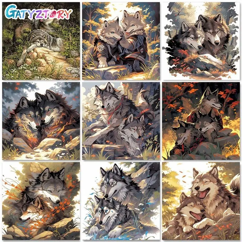 

GATYZTORY Pictures By Numbers Animal Wolf 60x75cm DIY Painting By Numbers Frameless For Home Decor Digital Painting Unique Gift