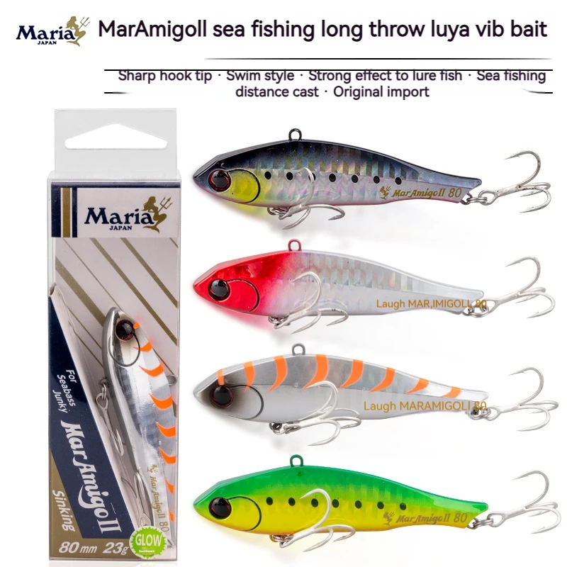 

80mm 23g Japan New Arrival MARIA Mar Amigo High Quality Lure VIB Sea Fishing Long Throw Tuna Bait Bass Simulation Lure