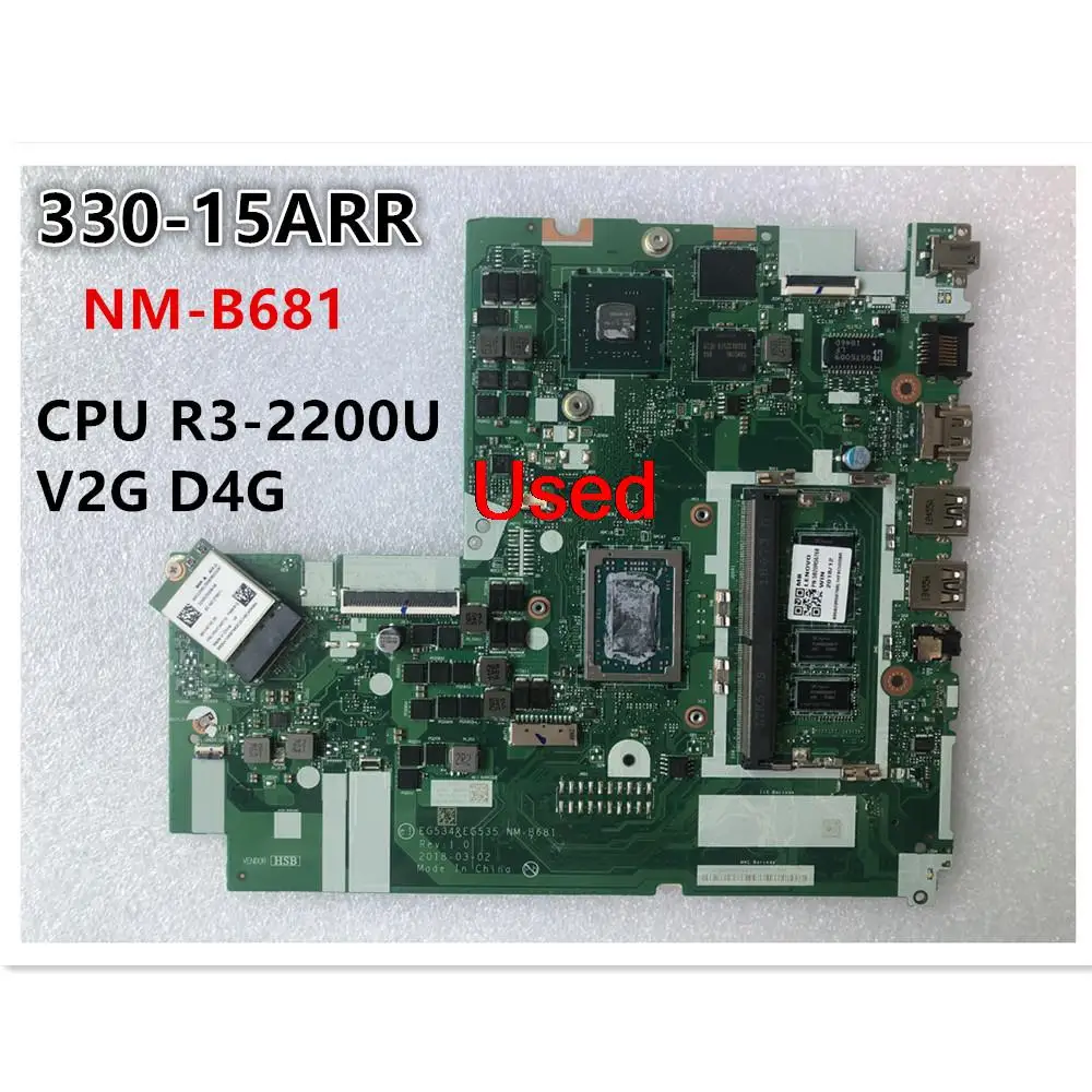 

NM-B861 For Lenovo Ideapad 330-15ARR Laptop Motherboard mainboard CPU R3-2200 V2G D4G SWG FRU 5B20R56768