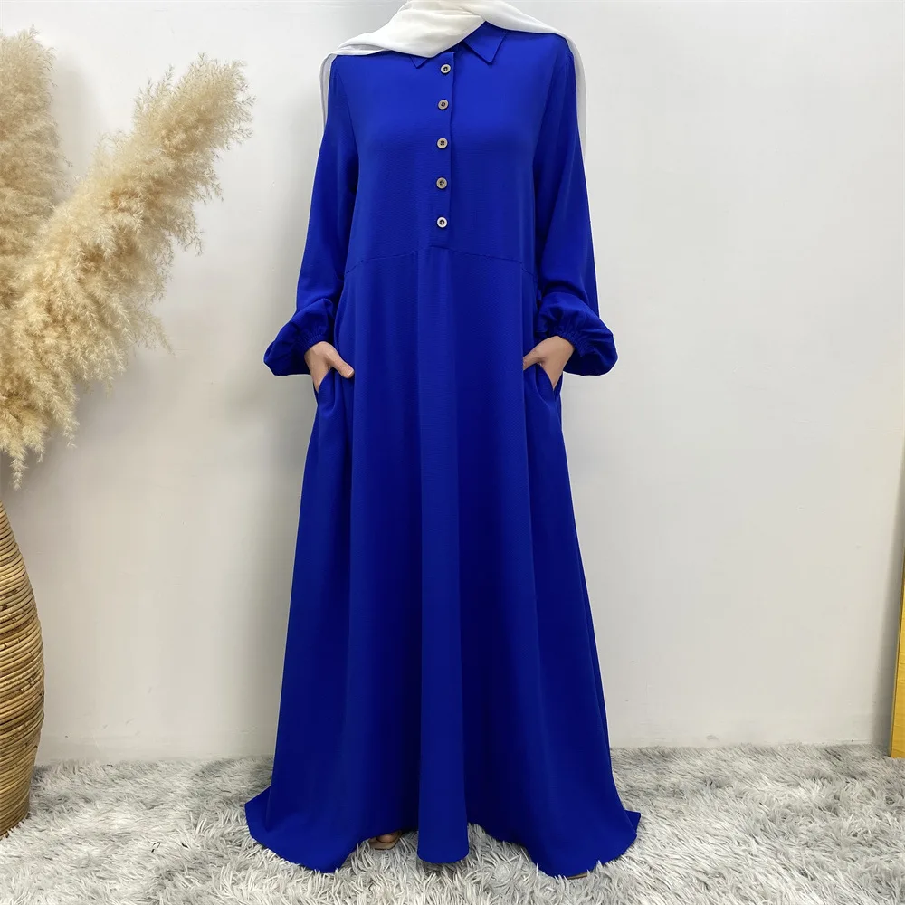 

Turkey Abaya Muslim Women Long Sleeve Maxi Dress Dubai Kaftan Buttons Islam Eid Ramadan Party Arab Robe Femme Musulmane Clothing