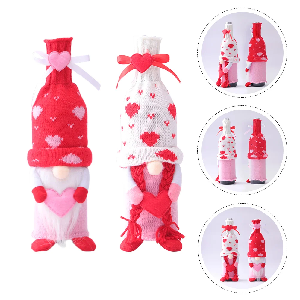 Valentine's Day Wine Bottle Decors Bottle Covers Holders Gnome Doll Bottle Cloths Toppers Heart Pink Wedding Decorations
Valentine's Day Wine Bottle Decors Bottle Covers Holders Gnome Doll Bottle Cloths Toppers Heart Pink Wedding Decorations