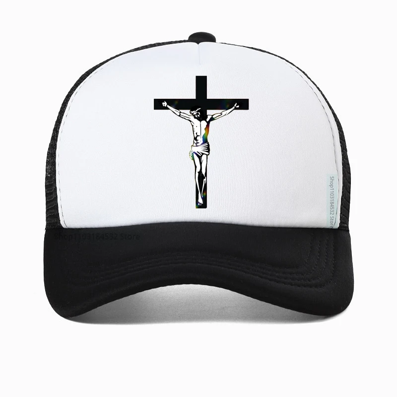 

Jesus Christ Cross Baseball Cap Men Women Adjustable Mesh Trucker Hat Black Dad Hat Snapback Hats Casquette Gorras