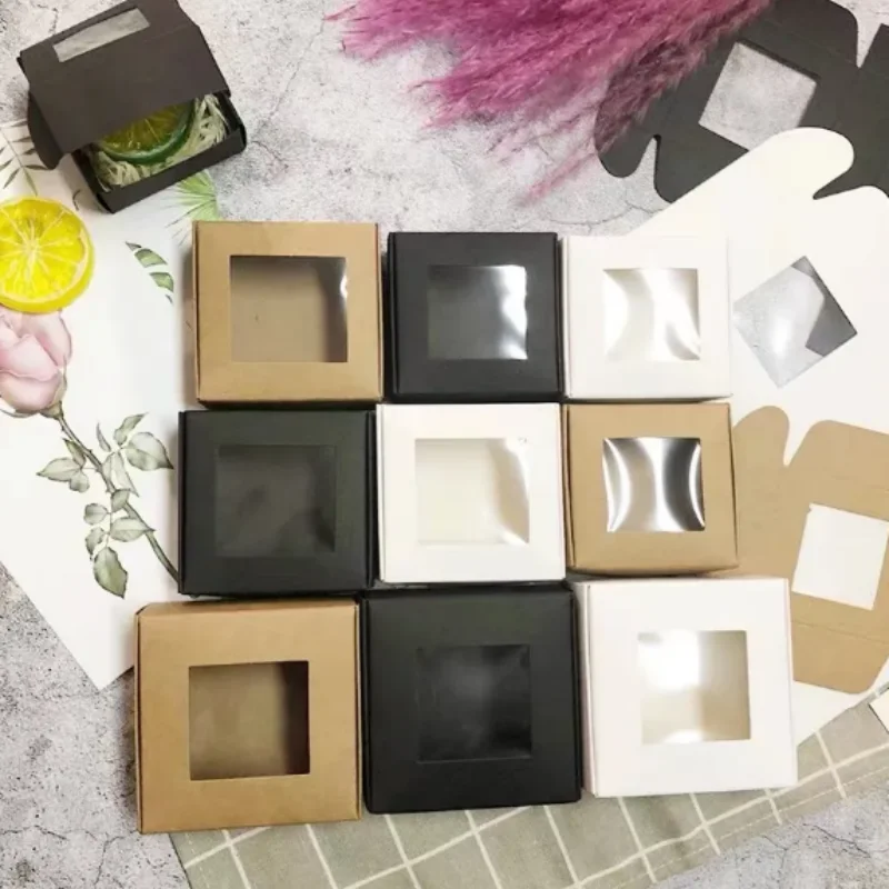 50pcs 7.5*7.5*3cm black PVC window soap box small white paper box with window DIY kraft paper window gift boxes
50pcs 7.5*7.5*3cm black PVC window soap box small white paper box with window DIY kraft paper window gift boxes