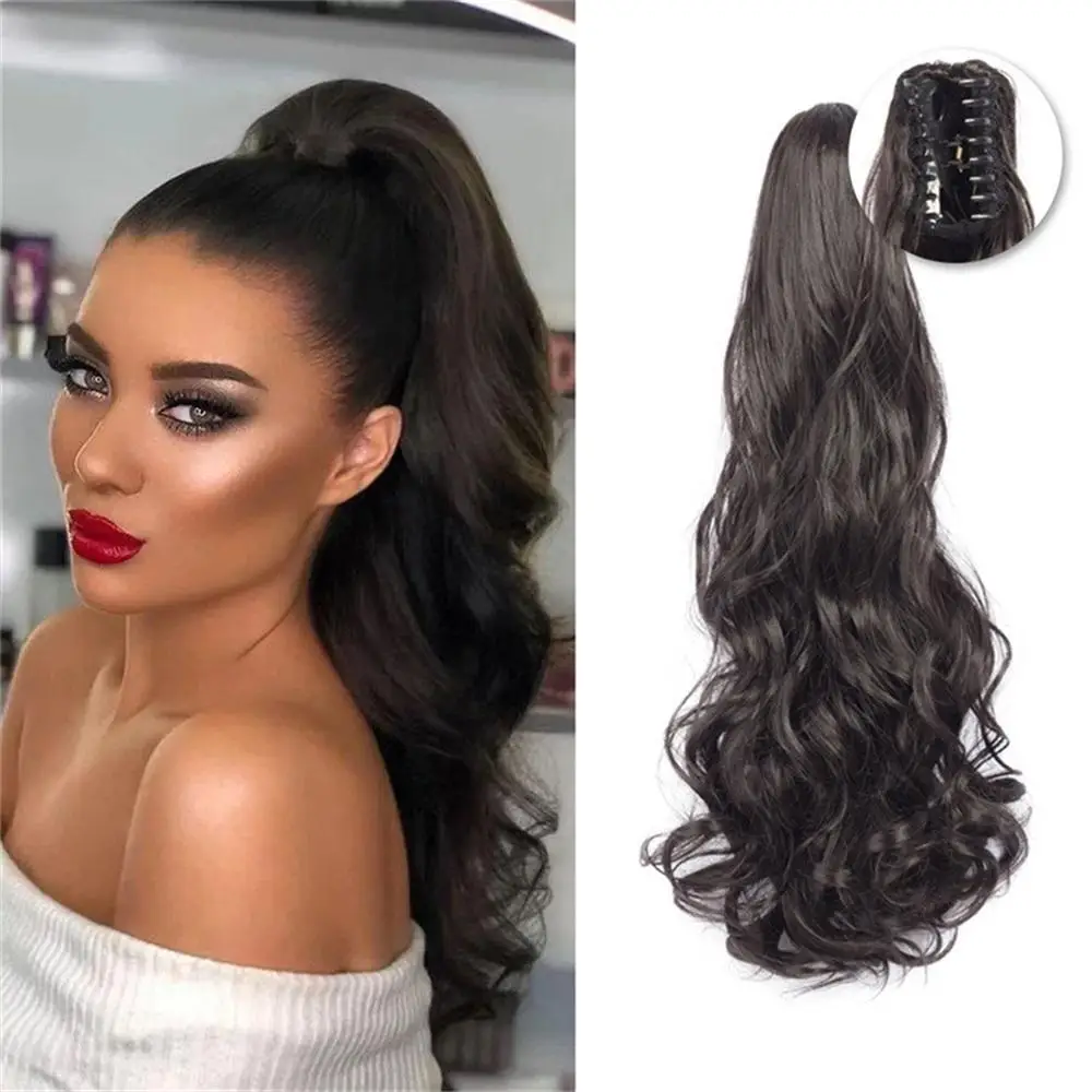 

2024 Women Fashion Wigs New Ponytail Wig for Women with Long Curly Hair Invisible Gripper Ponytail Hair Extensions